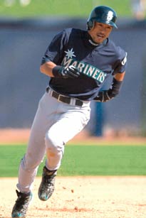 ���^���L���@塁�B�k����に�w��を��ち�B�T塁へ��るイチロー�]�@�P�^